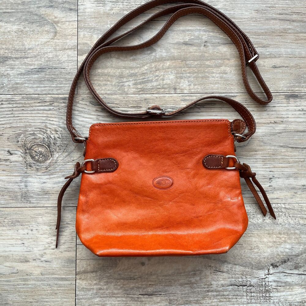 Vintage Cuoieria Fiorentina Leather Bag Burnt Orange Italian Artisan Purse